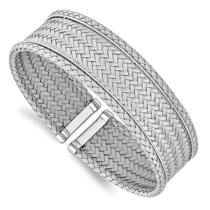 Sterlingsilber Rhodiniert Poliert Flexibel Manschette