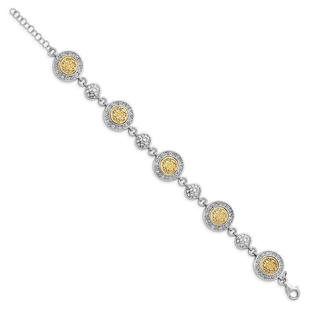 Sterlingsilber Rhodiniert Goldfarben 1 Zoll Verlängerung. Kristall Armband