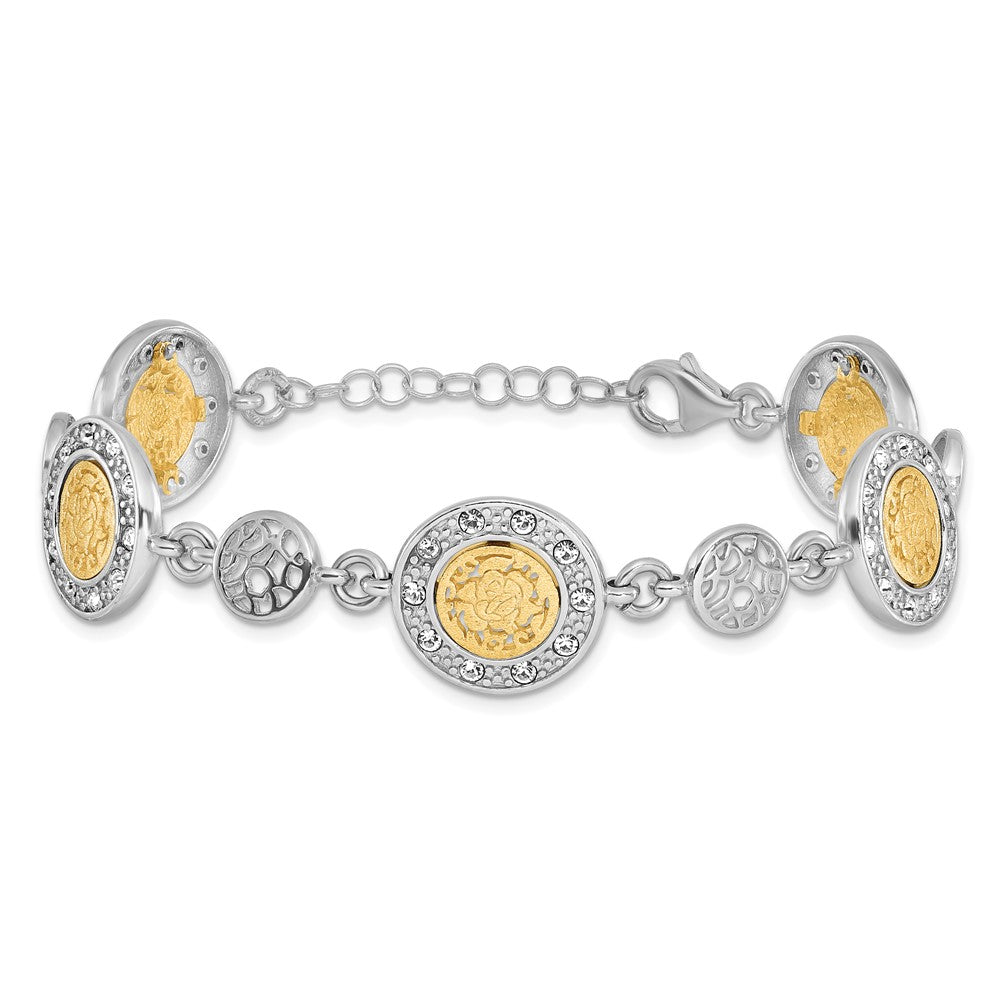 Sterlingsilber Rhodiniert Goldfarben 1 Zoll Verlängerung. Kristall Armband