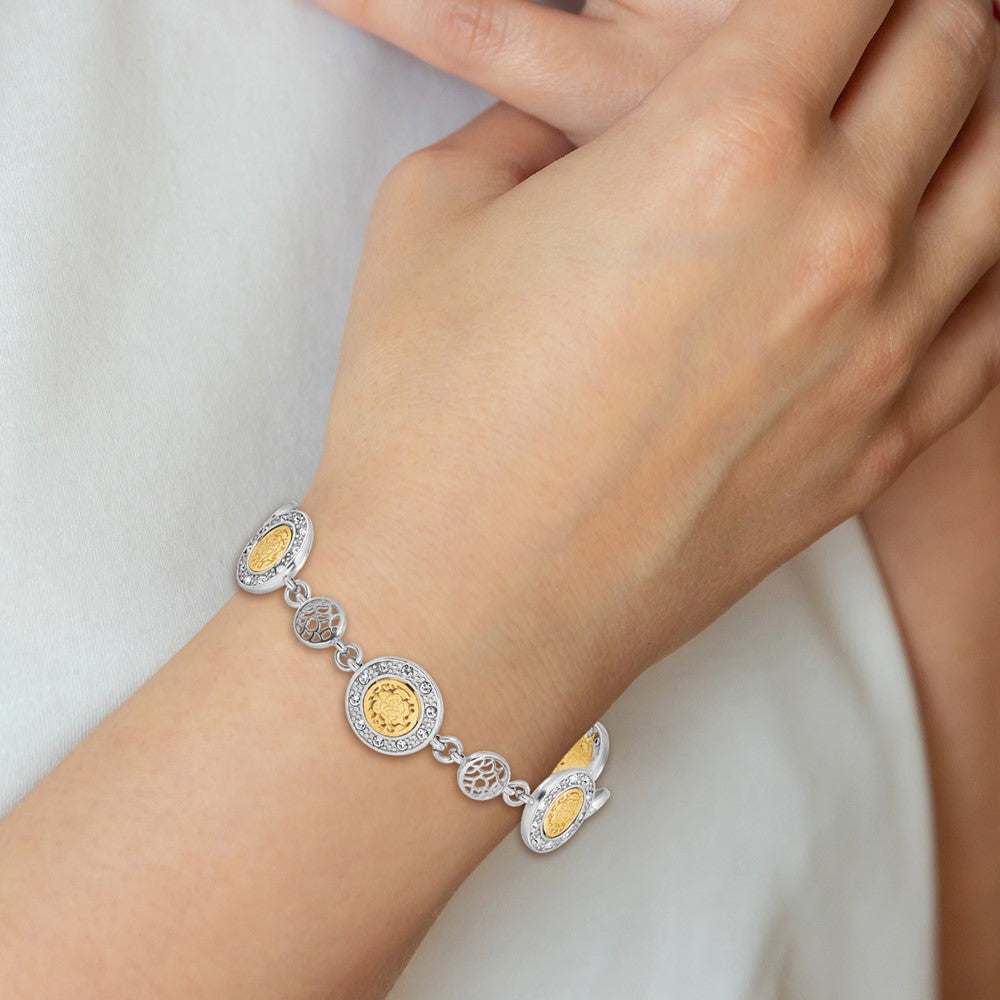 Sterlingsilber Rhodiniert Goldfarben 1 Zoll Verlängerung. Kristall Armband