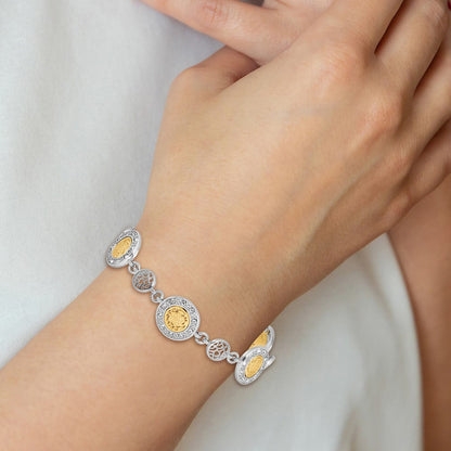Sterlingsilber Rhodiniert Goldfarben 1 Zoll Verlängerung. Kristall Armband