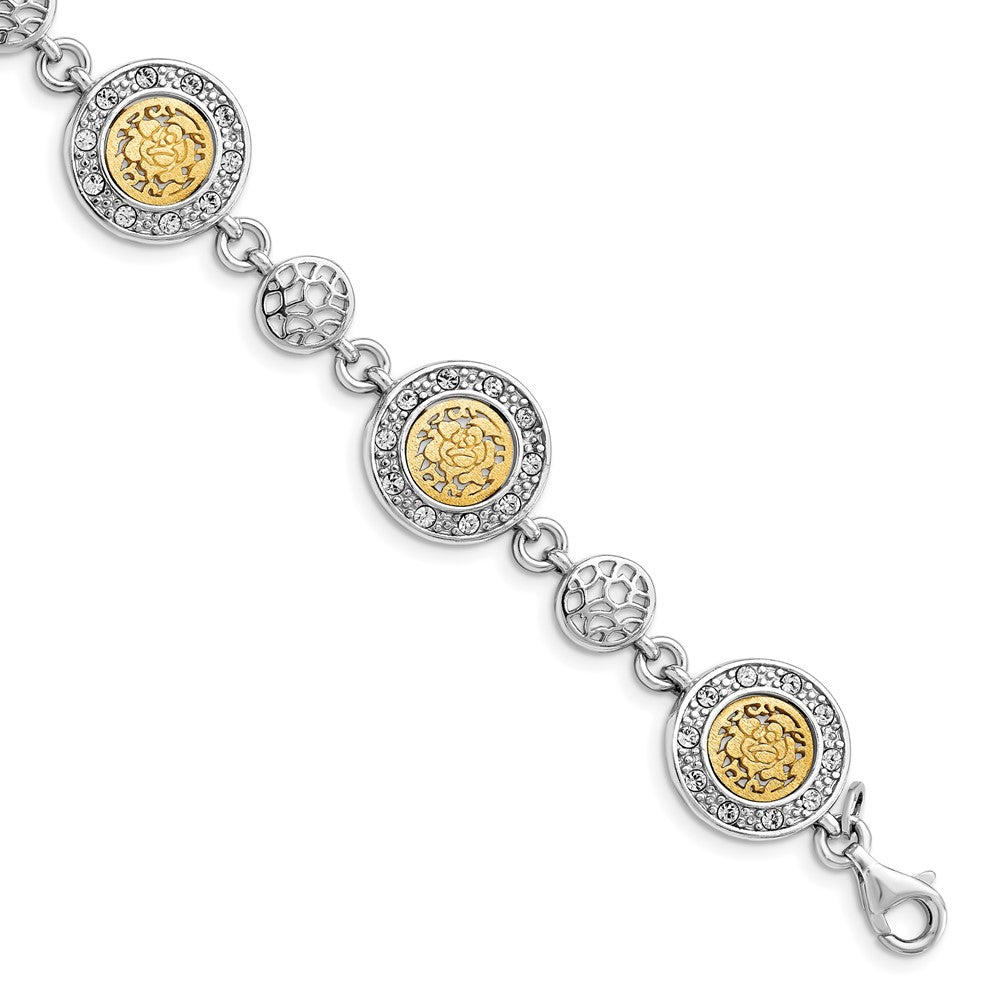 Sterlingsilber Rhodiniert Goldfarben 1 Zoll Verlängerung. Kristall Armband