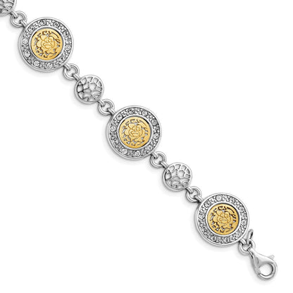 Sterlingsilber Rhodiniert Goldfarben 1 Zoll Verlängerung. Kristall Armband