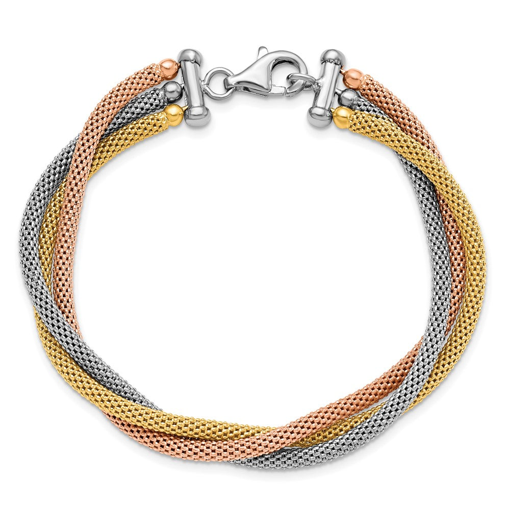 Sterlingsilber Rose und Gelb Vergoldet mit Rhodium Pl Armband