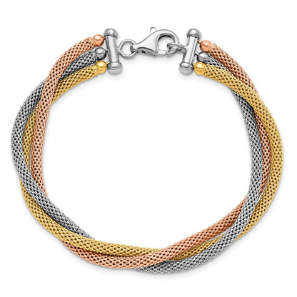 Sterlingsilber Rose und Gelb Vergoldet mit Rhodium Pl Armband