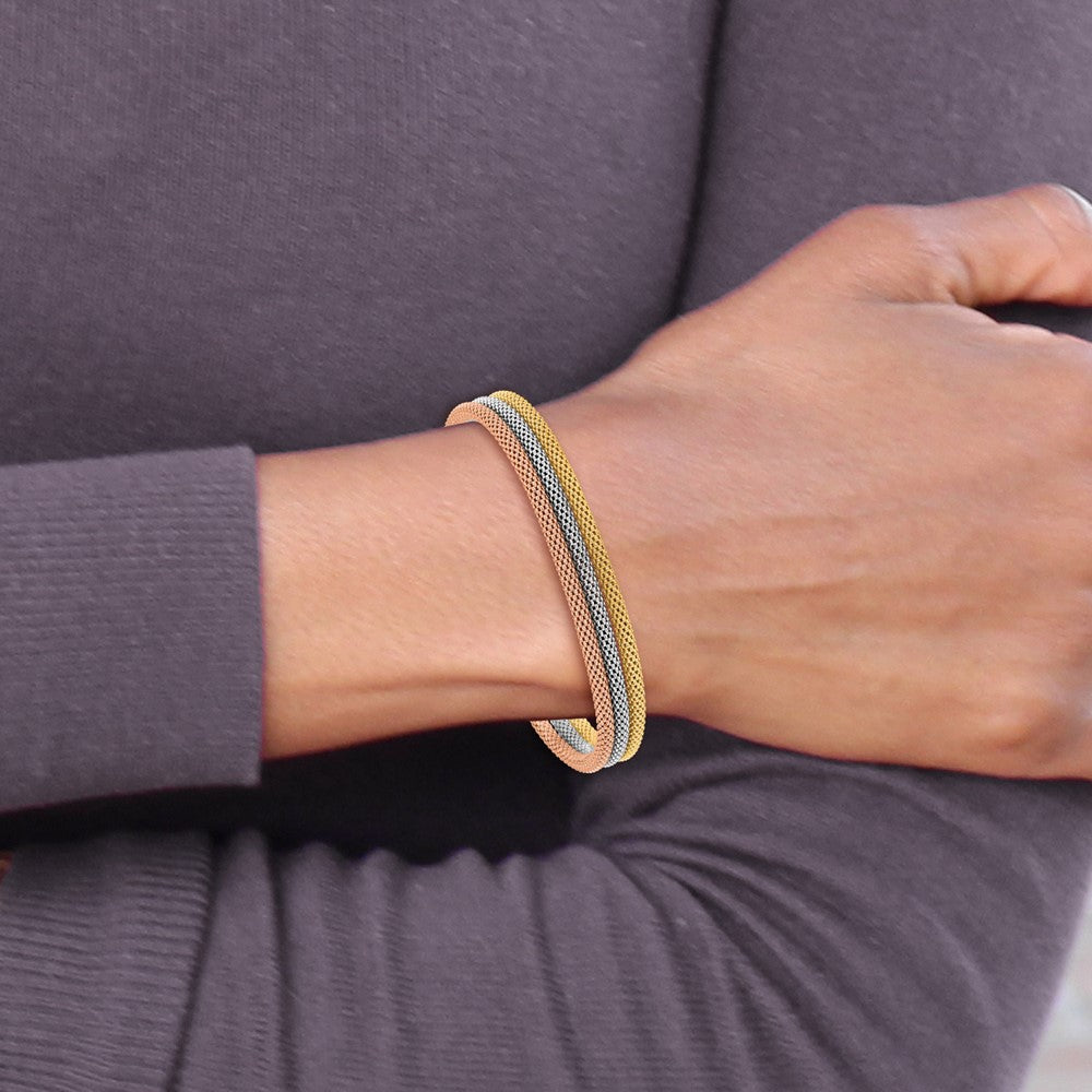 Sterlingsilber Rose und Gelb Vergoldet mit Rhodium Pl Armband