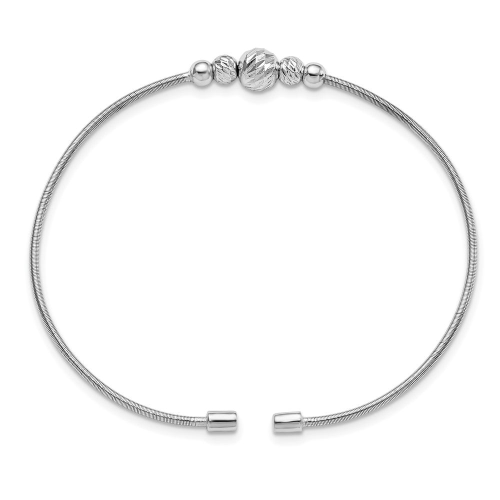 Sterlingsilber Rhodiniert Diamantiert Gekugelt Manschette Armreif