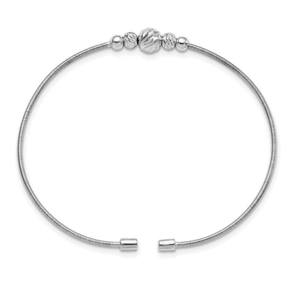 Sterlingsilber Rhodiniert Diamantiert Gekugelt Manschette Armreif