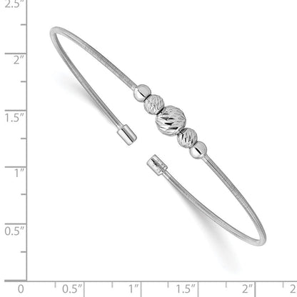 Sterlingsilber Rhodiniert Diamantiert Gekugelt Manschette Armreif