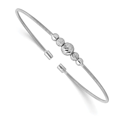 Sterlingsilber Rhodiniert Diamantiert Gekugelt Manschette Armreif