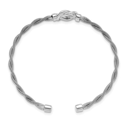 Sterlingsilber Rhodiniert Gedreht Manschette Armreif