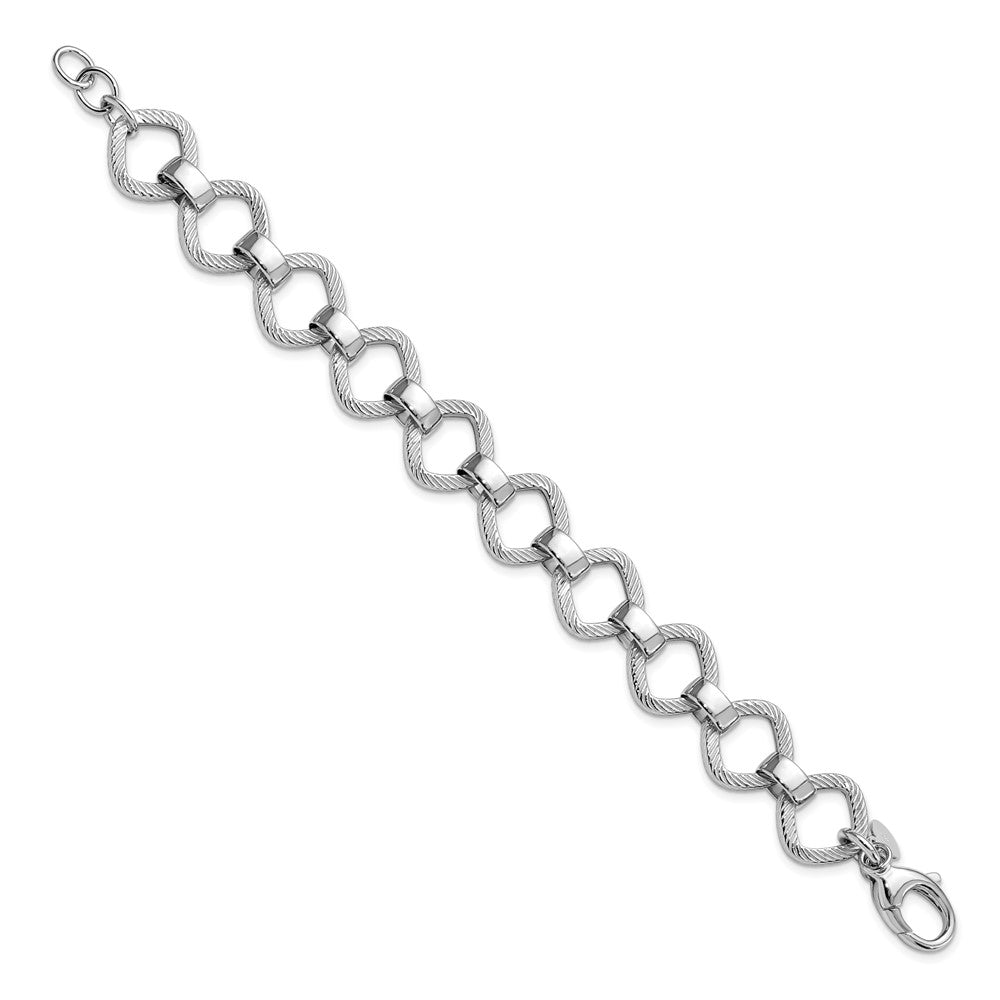 Sterlingsilber Rhodiniert Poliert Texture W.5 Zoll Verlängerung Armband