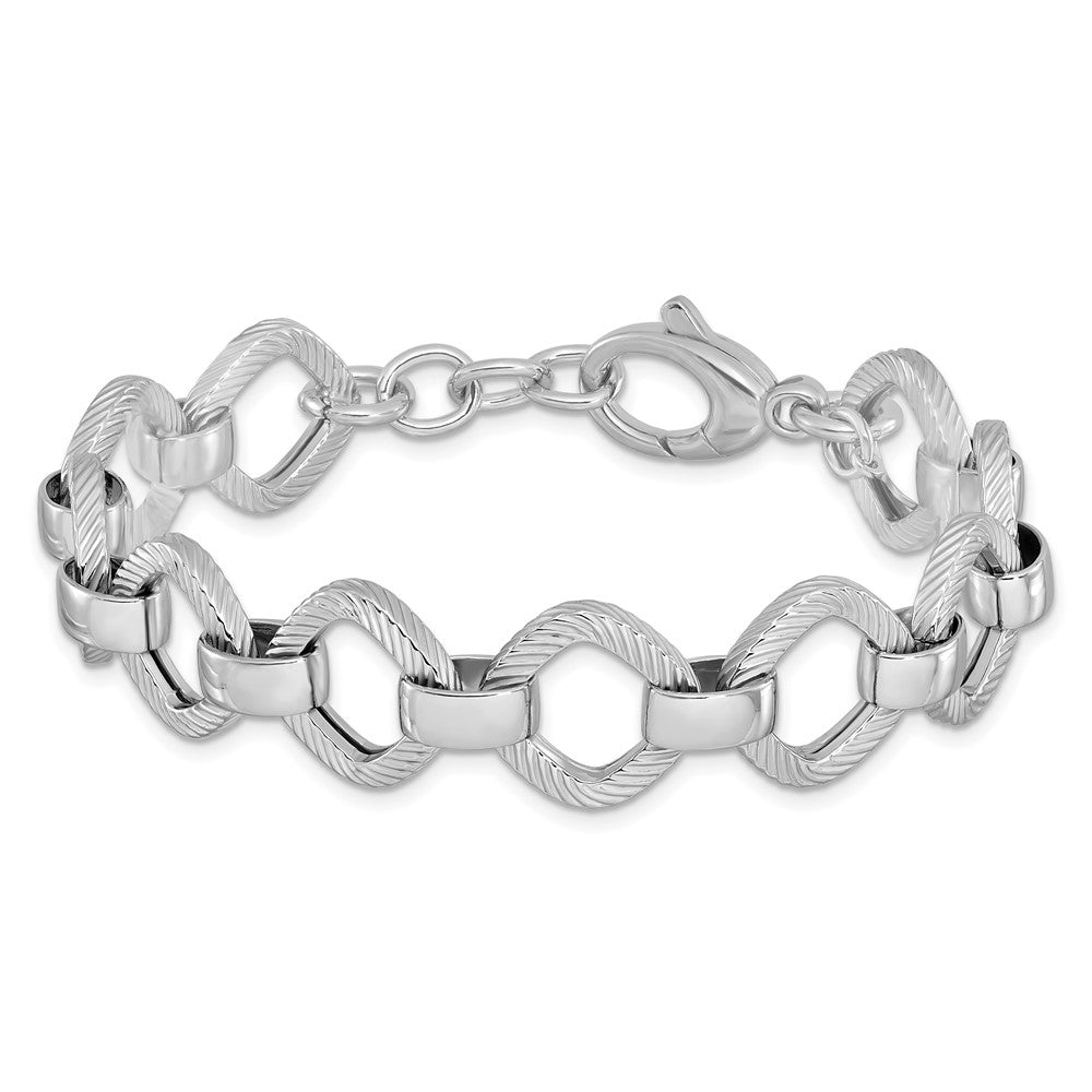Sterlingsilber Rhodiniert Poliert Texture W.5 Zoll Verlängerung Armband
