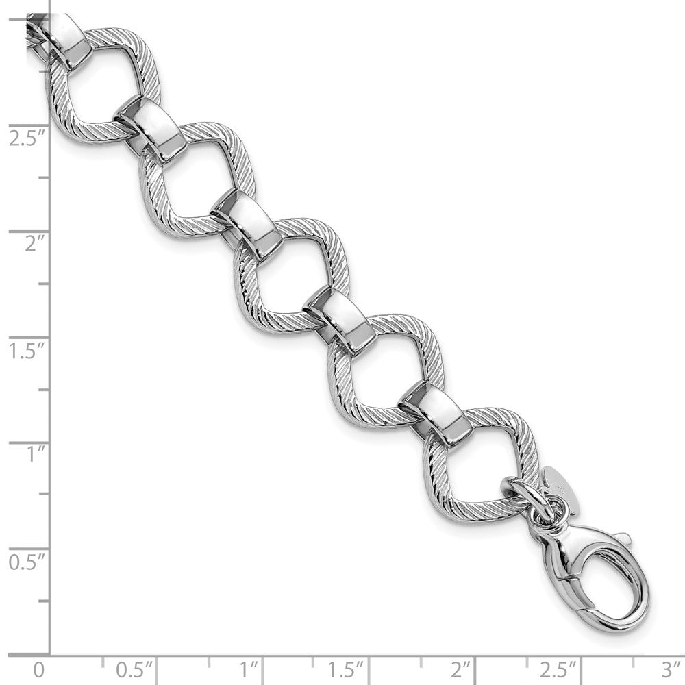 Sterlingsilber Rhodiniert Poliert Texture W.5 Zoll Verlängerung Armband