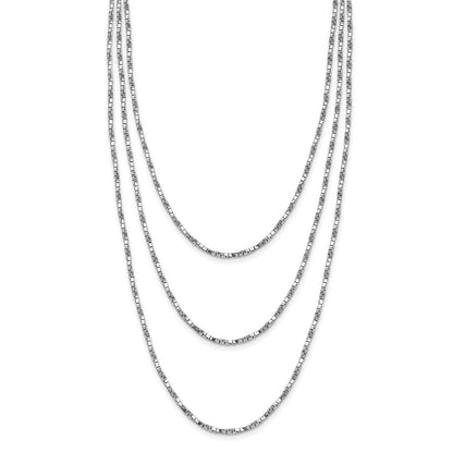 Sterlingsilber Rhodiniert Pl Multi Layer Gedreht Venezianer 2 in Verlängerung. Halskette