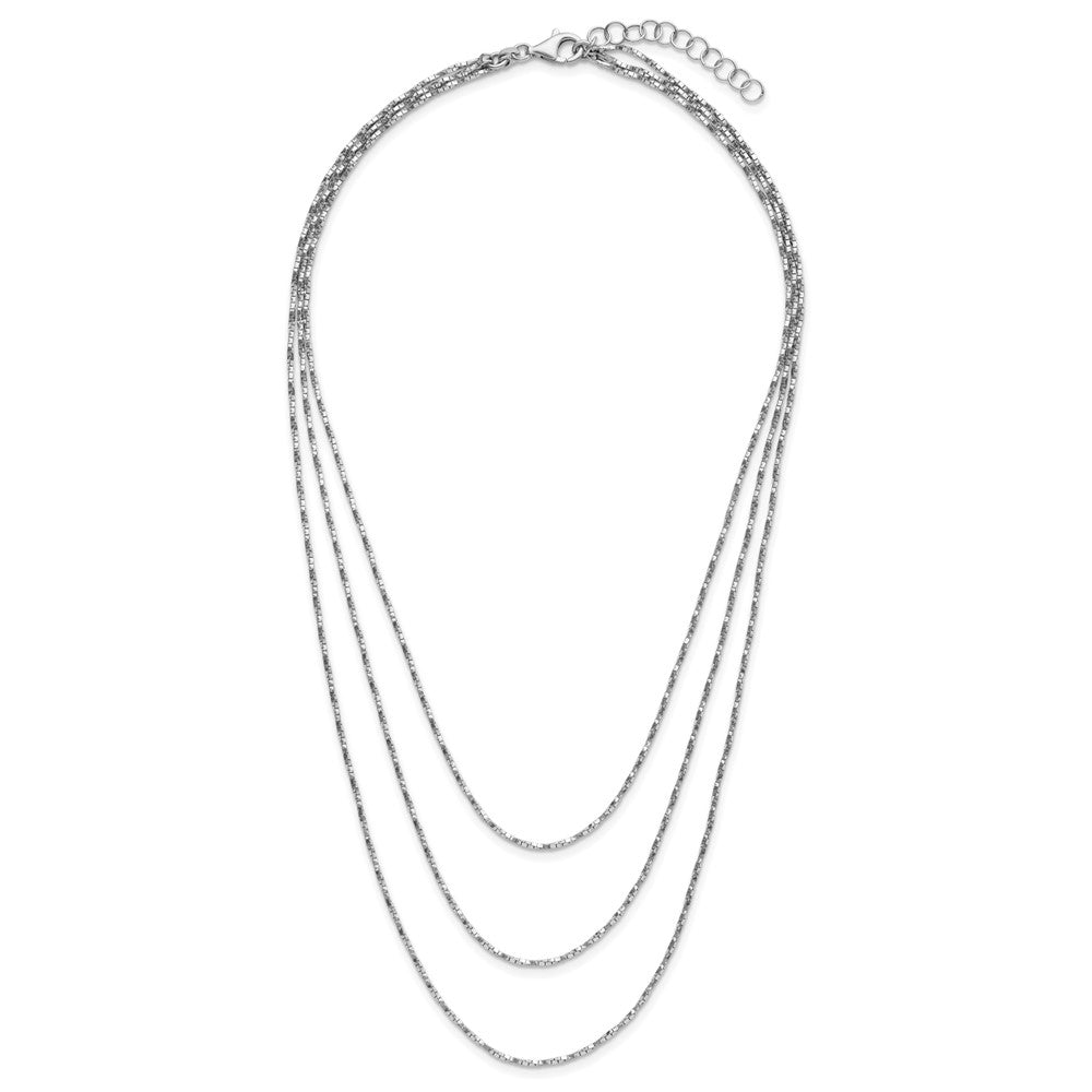 Sterlingsilber Rhodiniert Pl Multi Layer Gedreht Venezianer 2 in Verlängerung. Halskette