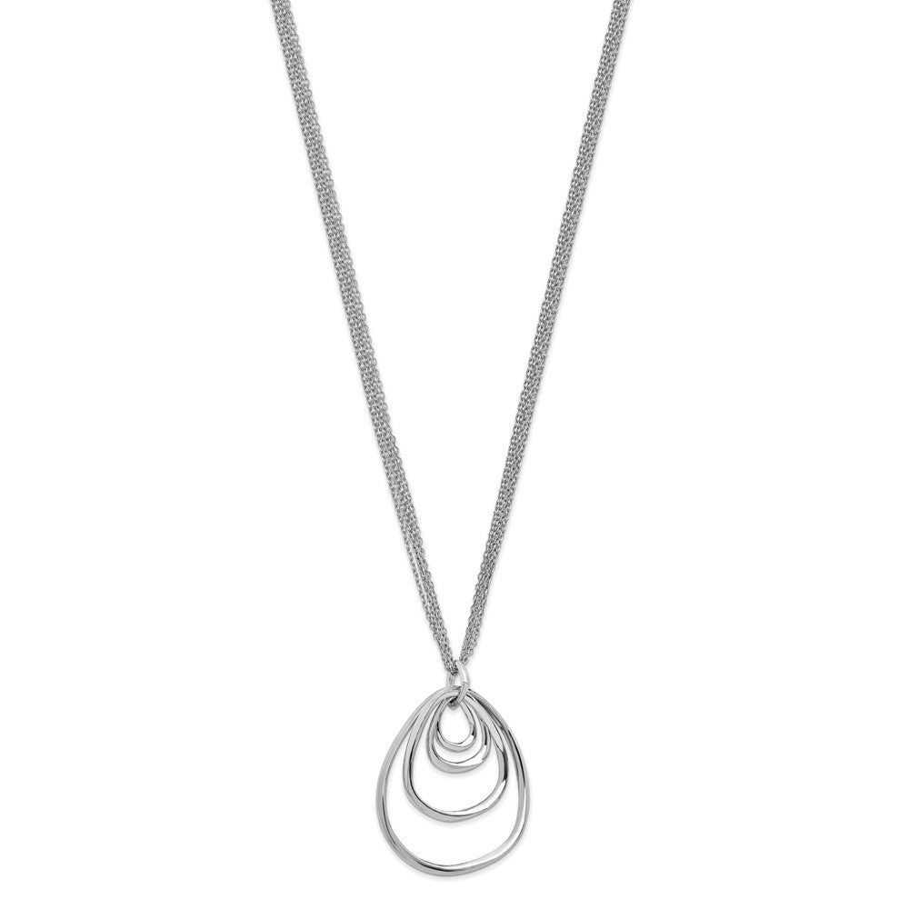 Sterlingsilber Rhodiniert Multi Strang mit 2 Zoll Halskette