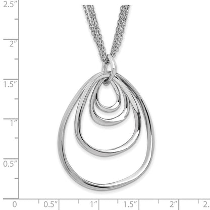 Sterlingsilber Rhodiniert Multi Strang mit 2 Zoll Halskette