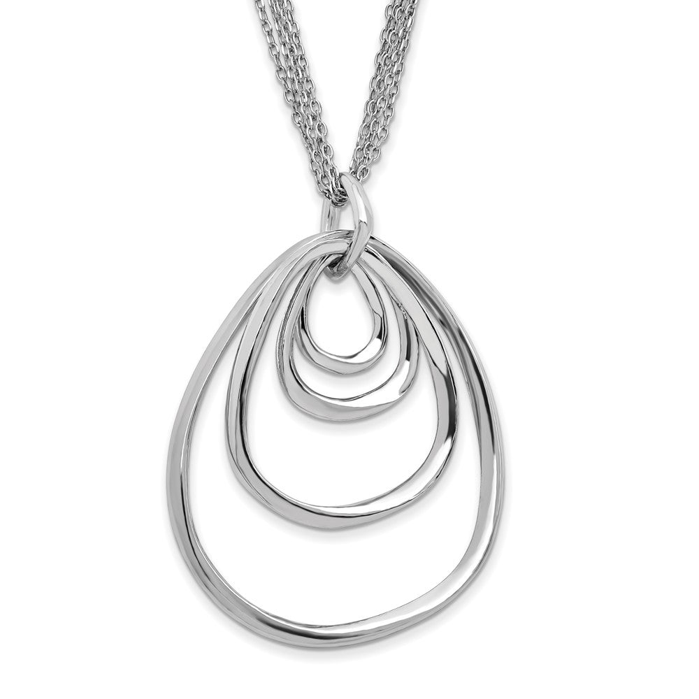 Sterlingsilber Rhodiniert Multi Strang mit 2 Zoll Halskette