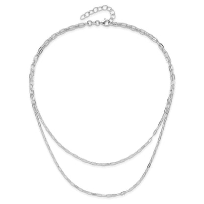 Sterlingsilber Rhodiniert Multi Strang mit 2 Zoll Verlängerung. Halskette