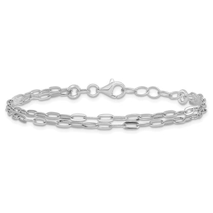 Sterlingsilber Rhodiniert Multi Strang mit 1 Zoll Armband