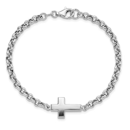 Sterlingsilber Rhodiniert Kreuz Erbs Armband