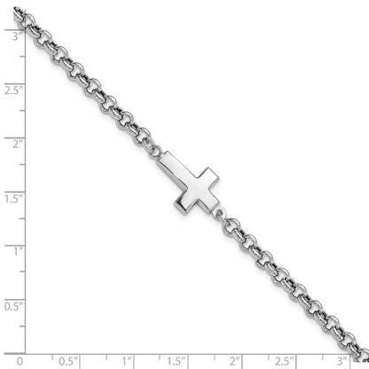 Sterlingsilber Rhodiniert Kreuz Erbs Armband