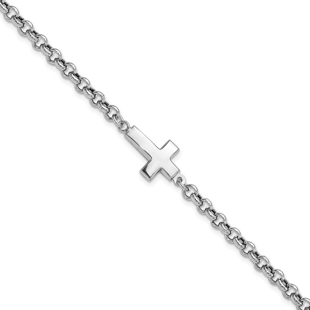 Sterlingsilber Rhodiniert Kreuz Erbs Armband