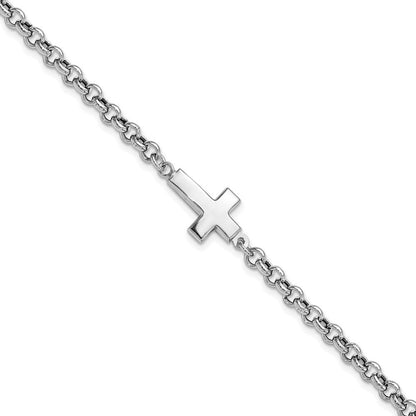 Sterlingsilber Rhodiniert Kreuz Erbs Armband
