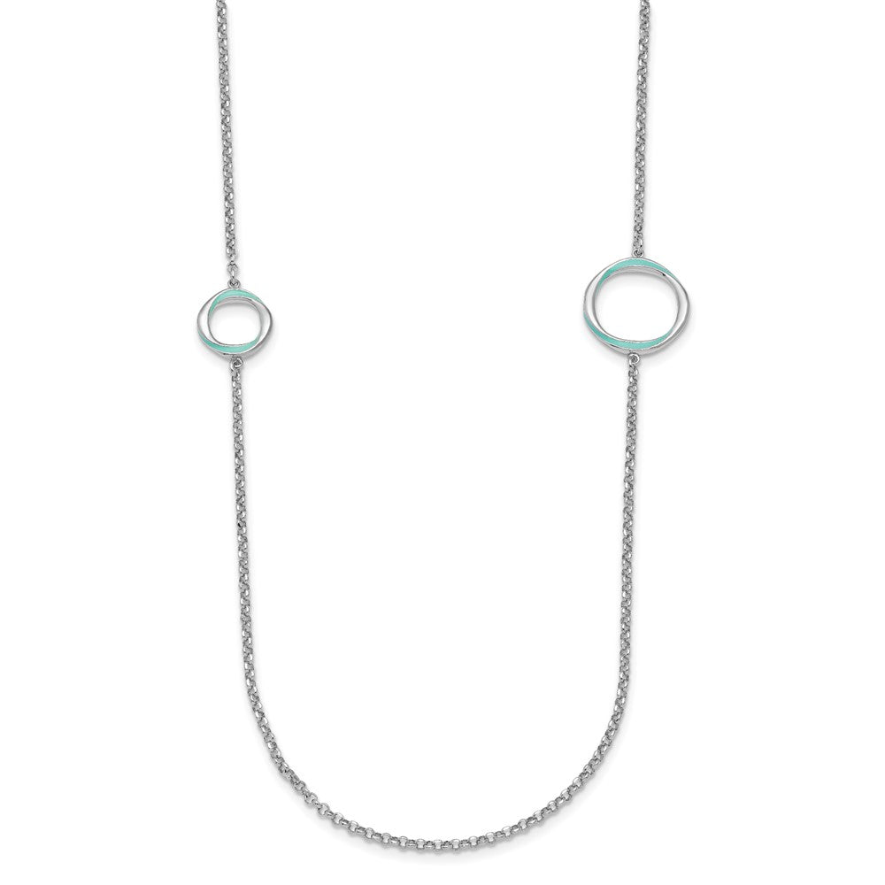 Sterlingsilber Rhodiniert Aqua Emailliert Halskette