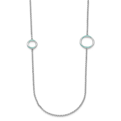Sterlingsilber Rhodiniert Aqua Emailliert Halskette