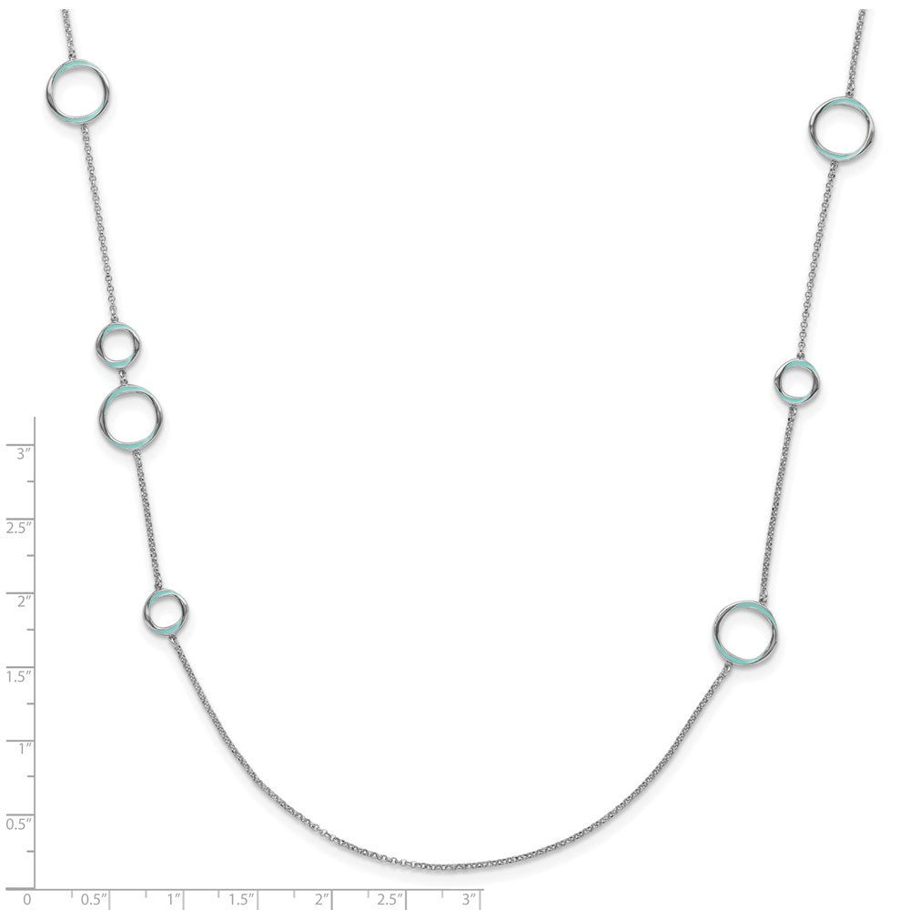 Sterlingsilber Rhodiniert Aqua Emailliert Halskette