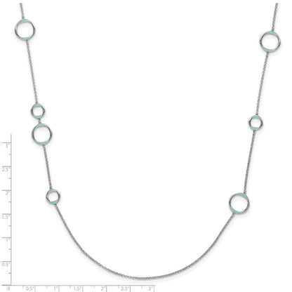 Sterlingsilber Rhodiniert Aqua Emailliert Halskette