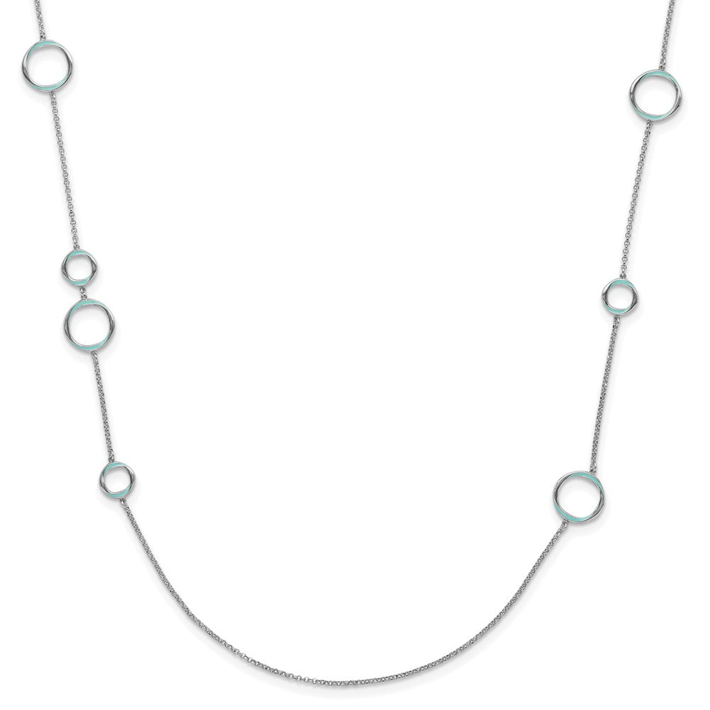 Sterlingsilber Rhodiniert Aqua Emailliert Halskette