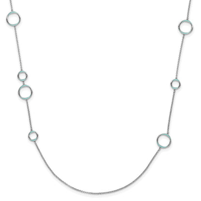 Sterlingsilber Rhodiniert Aqua Emailliert Halskette