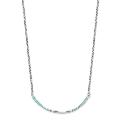 Sterlingsilber Rhodium Pl Aqua Emailliert 1.5 Zoll Verlängerung. Halskette
