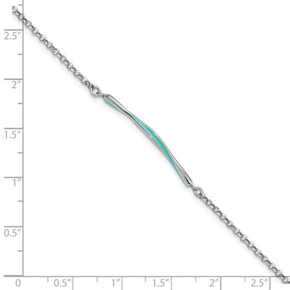 Sterlingsilber Rhodium Pl Aqua Emaille Mit.75 Zoll Verlängerung. Armband
