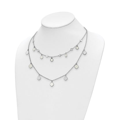 Sterlingsilber Rhodiniert Perlmutt 2 Strang mit 1.5 Zoll Verlängerung. Choker