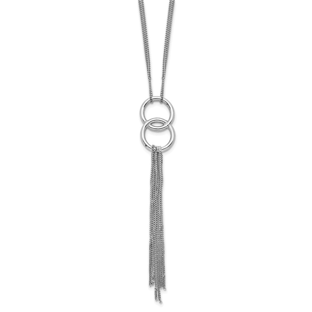 Sterlingsilber Rhod Pl Multi Strang Tassel mit 2 Zoll Verlängerung Halskette