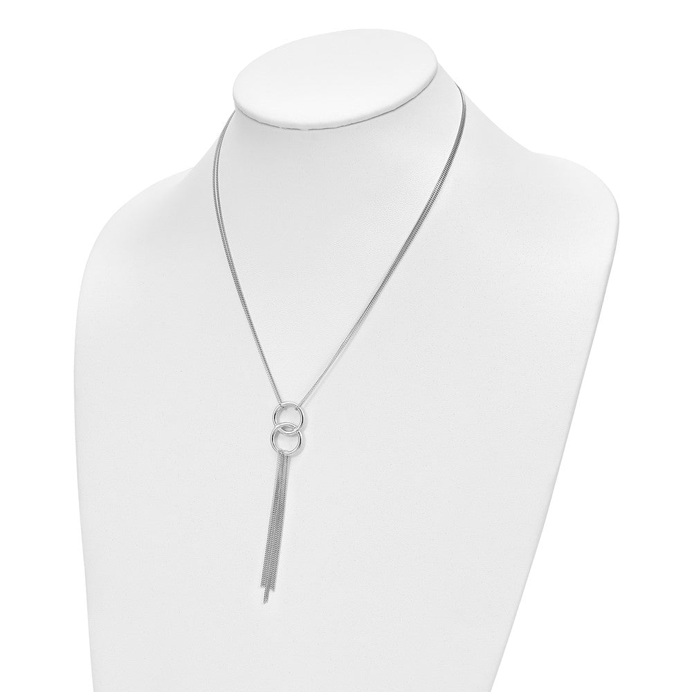 Sterlingsilber Rhod Pl Multi Strang Tassel mit 2 Zoll Verlängerung Halskette