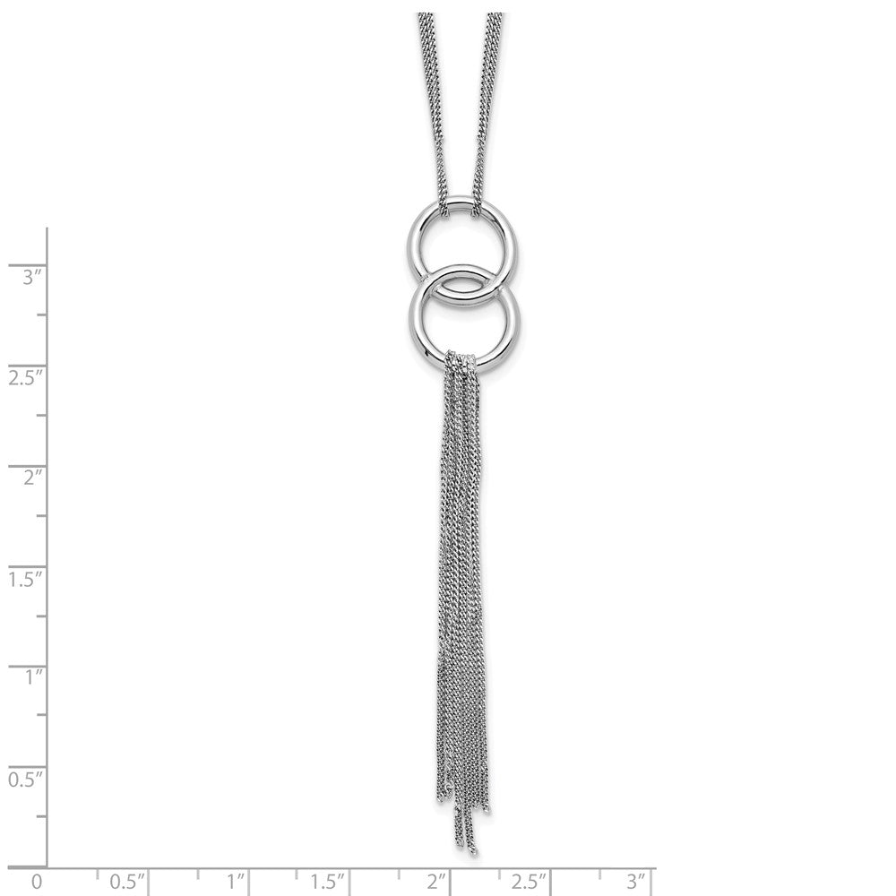 Sterlingsilber Rhod Pl Multi Strang Tassel mit 2 Zoll Verlängerung Halskette