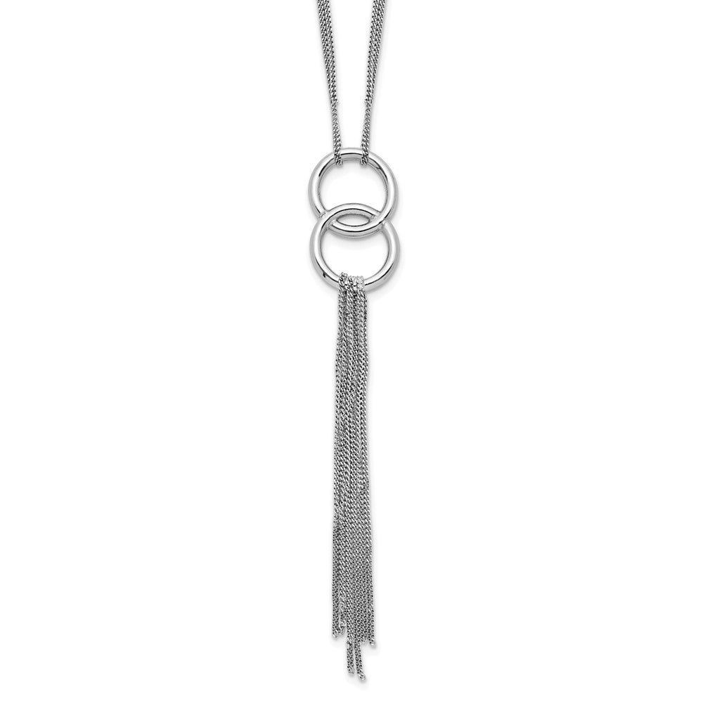 Sterlingsilber Rhod Pl Multi Strang Tassel mit 2 Zoll Verlängerung Halskette