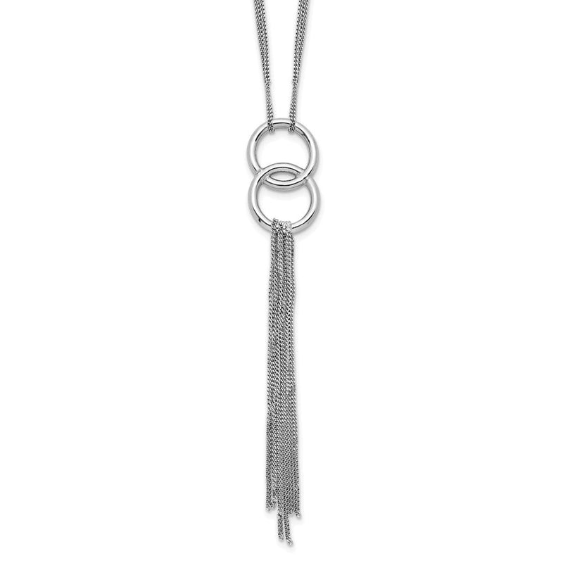 Sterlingsilber Rhod Pl Multi Strang Tassel mit 2 Zoll Verlängerung Halskette