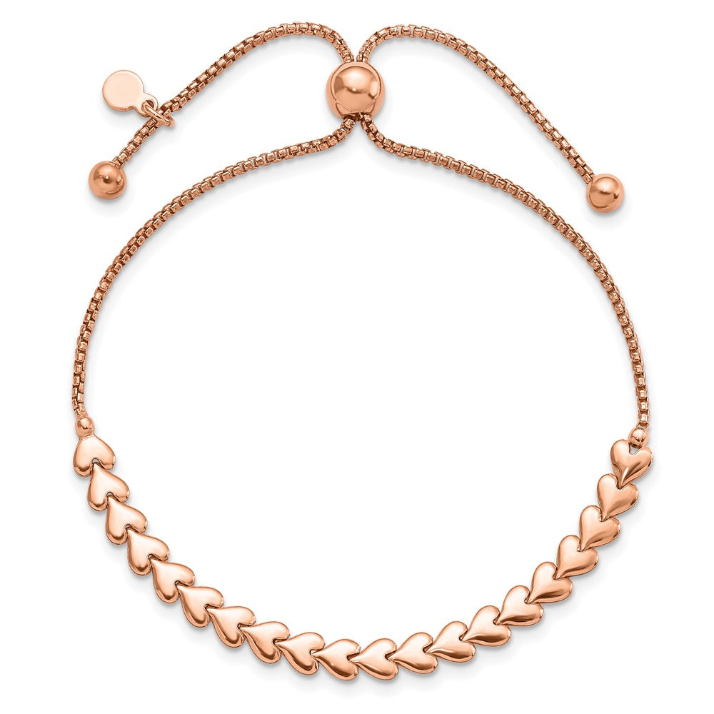 Vergoldet Sterlingsilber Roséfarben Poliert Herz Bolo Armband