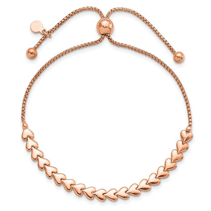 Vergoldet Sterlingsilber Roséfarben Poliert Herz Bolo Armband