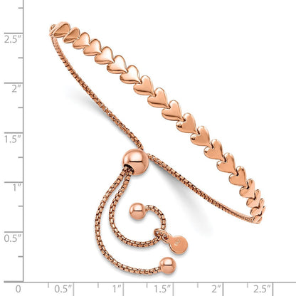 Vergoldet Sterlingsilber Roséfarben Poliert Herz Bolo Armband