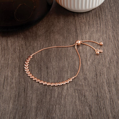 Vergoldet Sterlingsilber Roséfarben Poliert Herz Bolo Armband