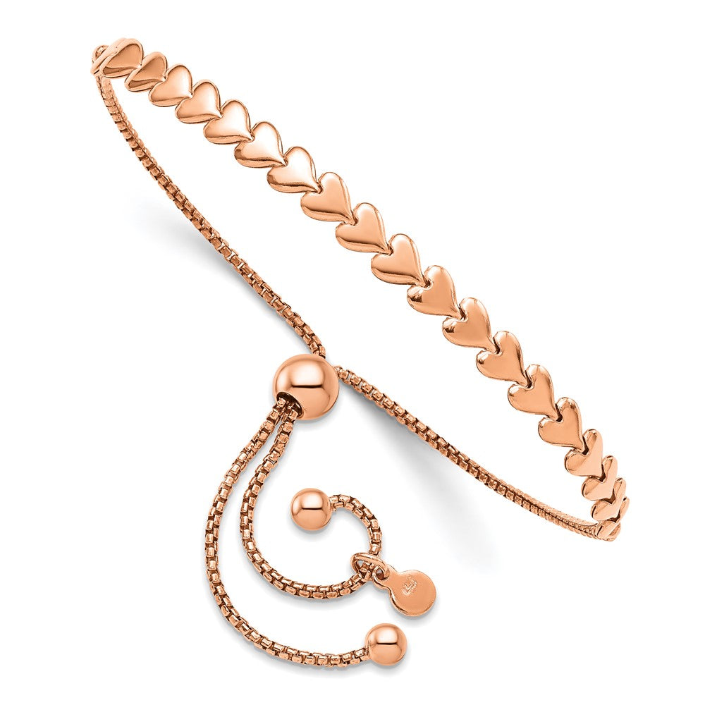 Vergoldet Sterlingsilber Roséfarben Poliert Herz Bolo Armband