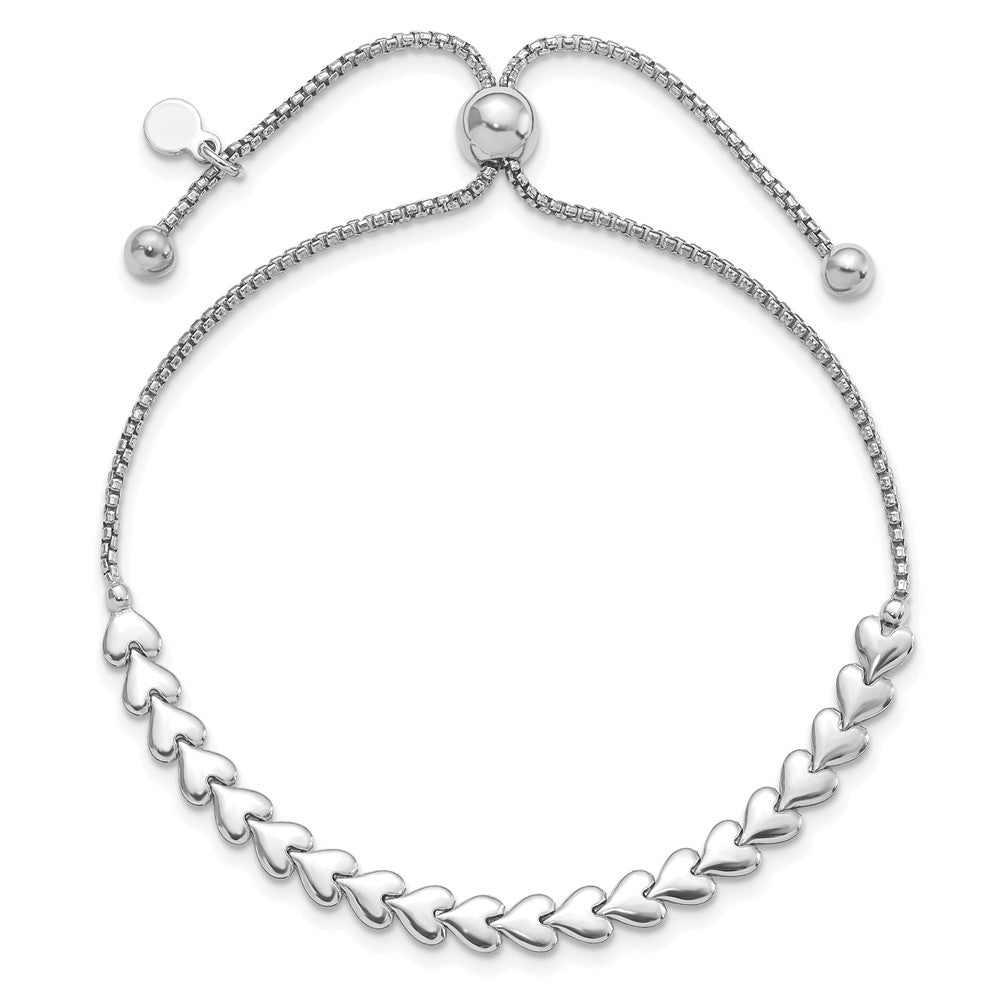 Sterlingsilber Rhodiniert Poliert Herz Bolo Armband