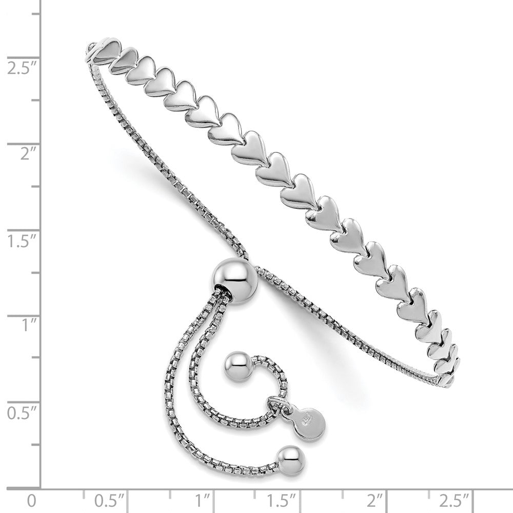 Sterlingsilber Rhodiniert Poliert Herz Bolo Armband